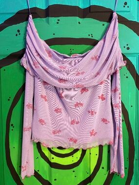 TINSELTOWN purple off the shoulder long sleeve